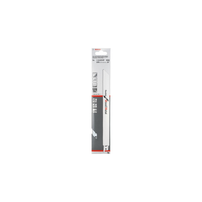 Bosch Säbelsägeblatt S 1122 VF Flexible for Wood and Metal, 5 Stück(Länge 225mm)