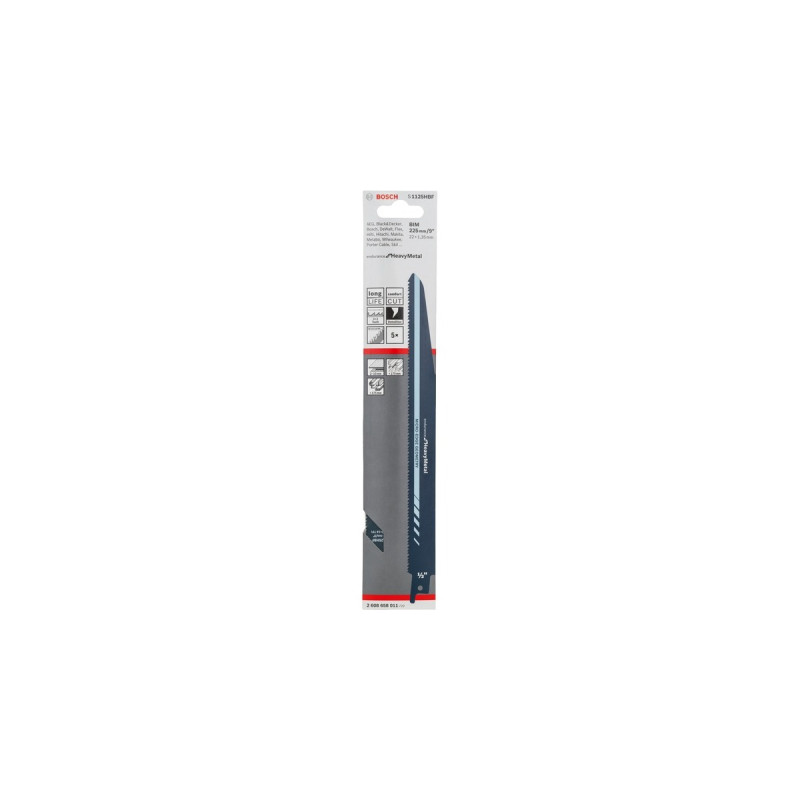 Bosch Säbelsägeblatt S 1125 HBF Endurance for Metal, 5 Stück(Länge 225mm)