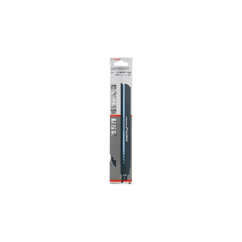 Bosch Säbelsägeblatt S 1136 CHF Endurance for Heavy Metal, 5 Stück(Länge 225mm)