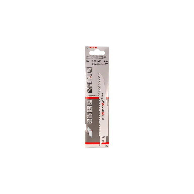 Bosch Säbelsägeblatt S 610 DF Heavy for Wood and Metal, 5 Stück(Länge 150mm)