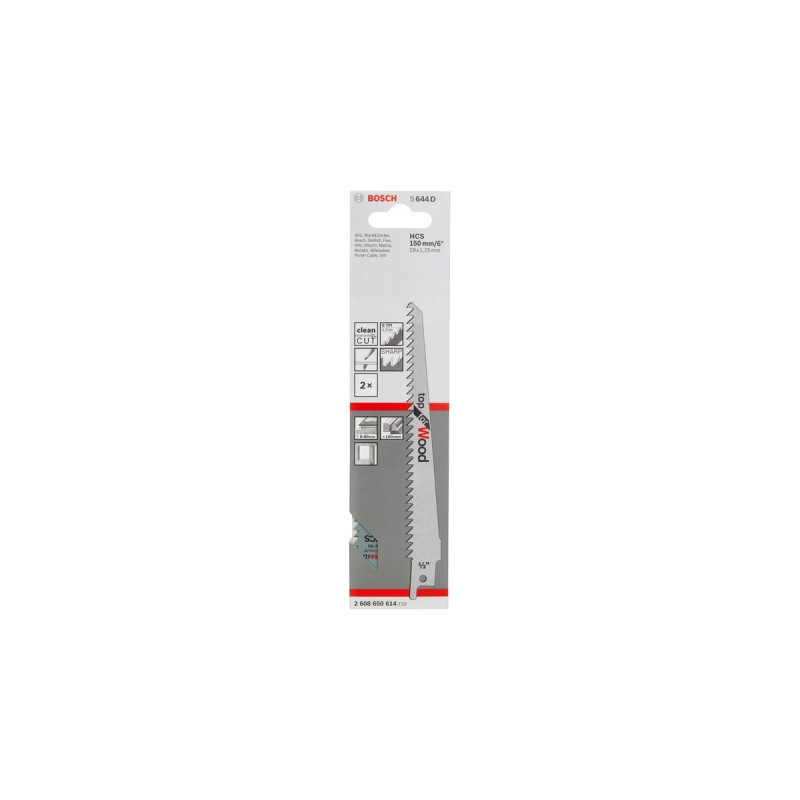 Bosch Säbelsägeblatt S 644 D Top for Wood, 2 Stück(Länge 150mm)
