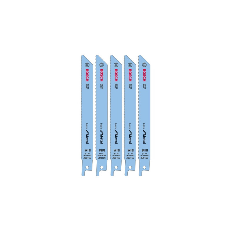 Bosch Säbelsägeblatt S 918 BF Basic for Metal, 5 Stück(Länge 150mm)