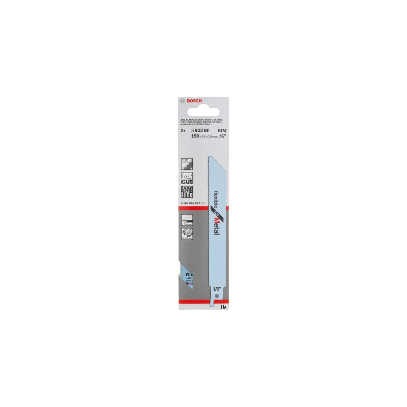 Bosch Säbelsägeblatt S 922 BF Flexible for Metal, 2 Stück(Länge 150mm)