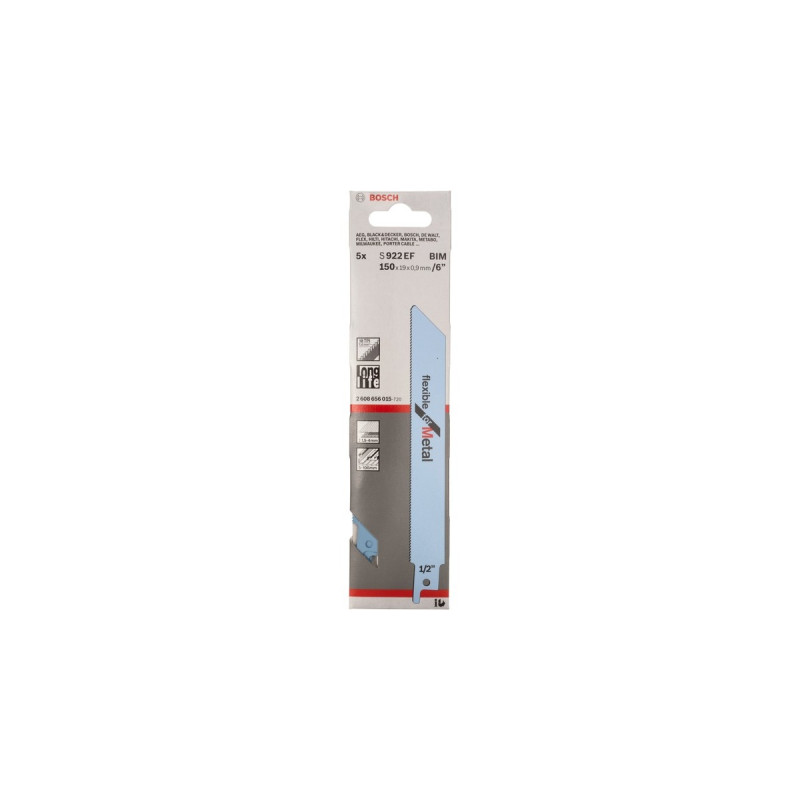 Bosch Säbelsägeblatt S 922 EF Flexible for Metal, 5 Stück(Länge 150mm)