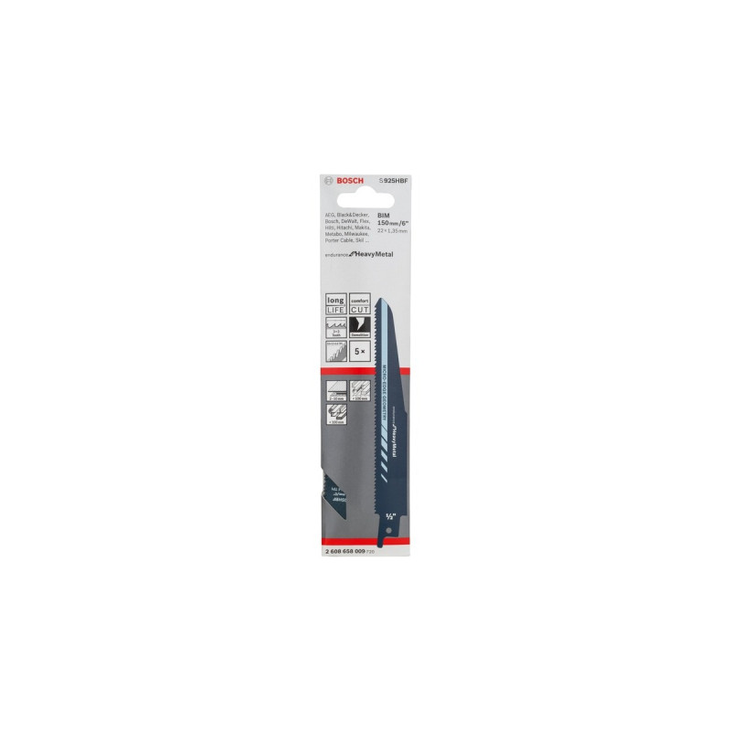 Bosch Säbelsägeblatt S 925 HBF Endurance for Metal, 5 Stück(Länge 150mm)