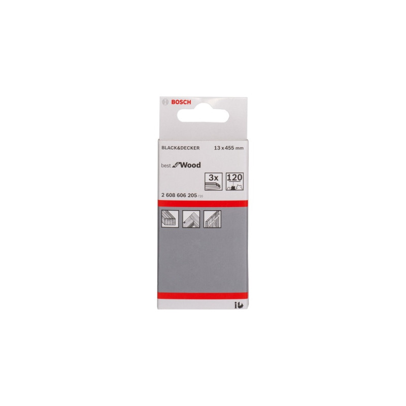 Bosch Schleifband X440 Best for Wood and Paint, 13x457mm, K120(3 Stück, für Elektrofeilen)