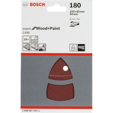 Bosch Schleifblatt C430 Expert for Wood and Paint, 102 x 62 / 93mm, K180(10 Stück, für Multischleifer)