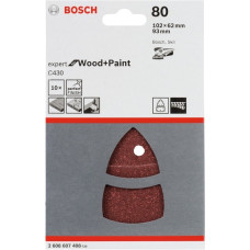 Bosch Schleifblatt C430 Expert for Wood and Paint, 102 x 62 / 93mm, K80(10 Stück, für Multischleifer)