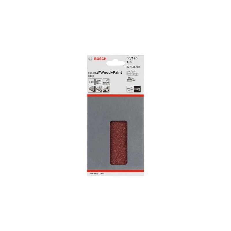 Bosch Schleifblatt-Set C430 Expert for Wood and Paint, 93mm, 10-teilig(P60 / 120 / 180)