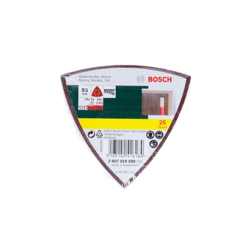 Bosch Schleifblatt-Set Delta, 93mm, 25-teilig(P60 / 120 / 240)