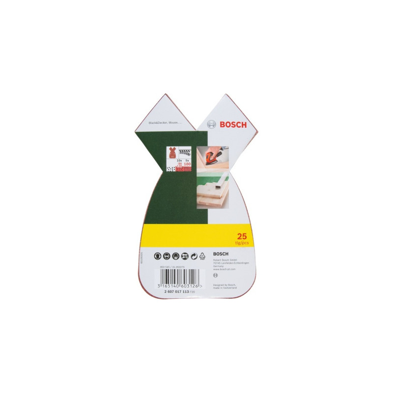 Bosch Schleifblatt-Set für B&D Mouse, 25-teilig(P80 / 120 / 180)