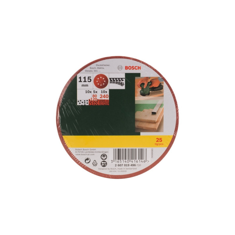 Bosch Schleifblatt-Set für Exzenter-Schleifer, 25-teilig(P80 / 120 / 240)