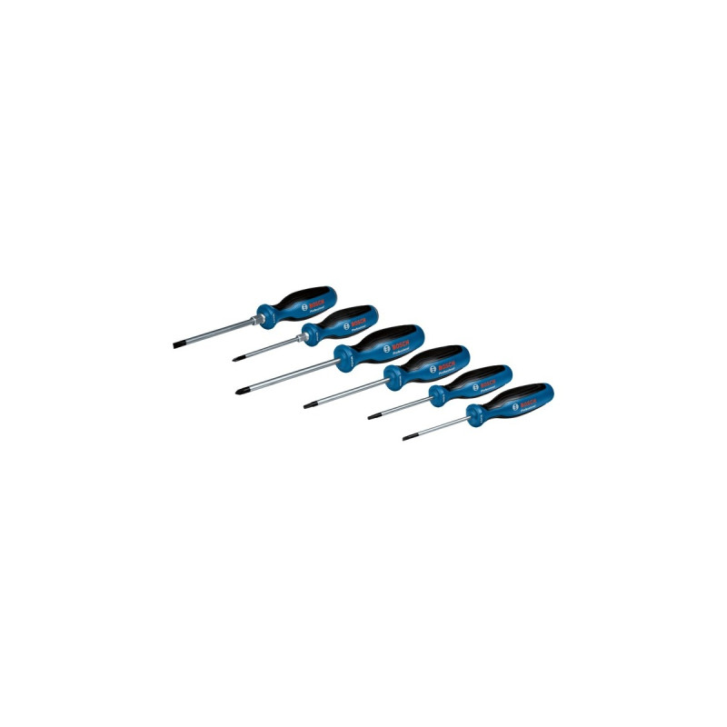 Bosch Schraubendreher-Set SL/PH/PZ/TX Professional, 6-teilig(blau/schwarz, 2x mit Schlagkappe)
