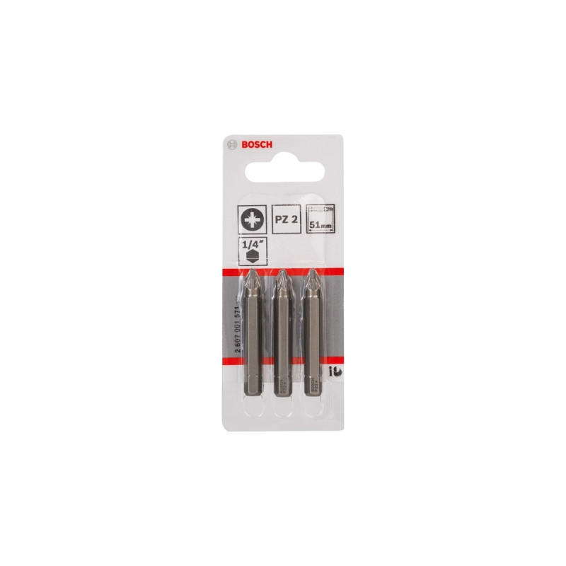 Bosch Schrauberbit Extra-Hart, PZ2, 51mm, 3 Stück