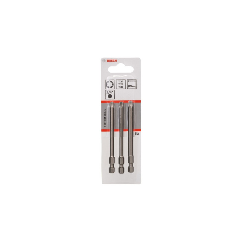 Bosch Schrauberbit-Set Extra Hard, 89mm, T20, T25, T30, Bit-Satz(3-teilig)