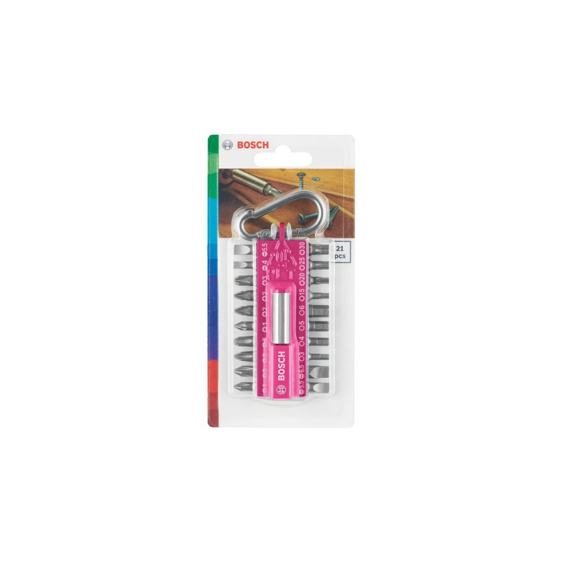 Bosch Schrauberbit-Set mit Snap-hook, Bit-Satz(pink, 21-teilig)