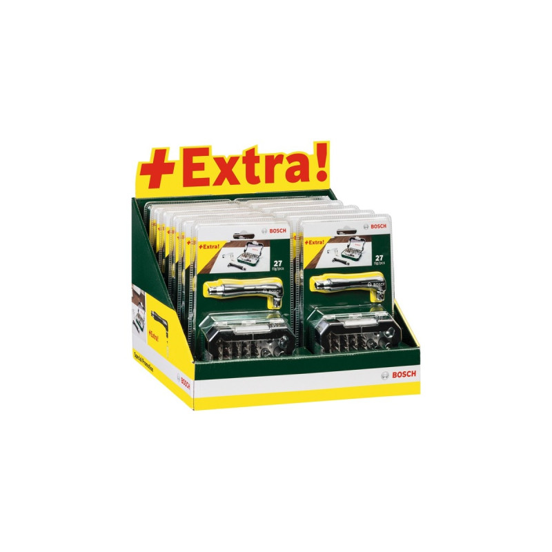Bosch Schrauberbit- und Ratschen-Set, 27-teilig , Knarre(grün)