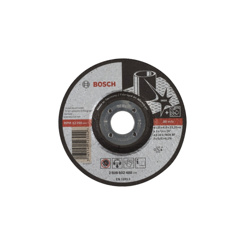 Bosch Schruppscheibe Expert for Inox, Ø 125mm, Schleifscheibe(Bohrung 22,23mm, AS 30 S INOX BF, gekröpft)