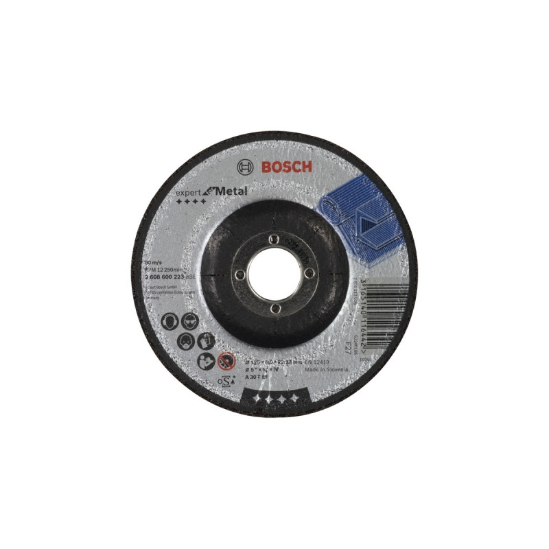 Bosch Schruppscheibe Expert for Metal, Ø 125mm, Schleifscheibe(Bohrung 22,23mm, A 30 T BF, gekröpft)