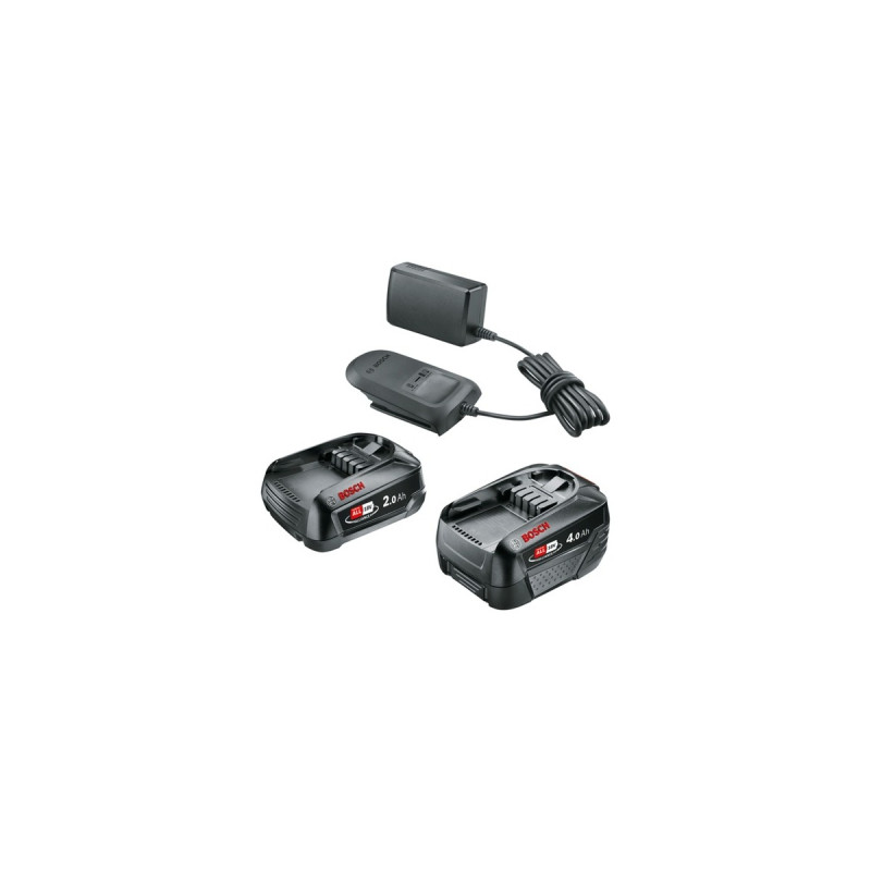 Bosch Starter-Set 18V (PBA 2.0Ah + PBA 4.0Ah + AL 18V-20), Ladegerät(schwarz, 2x Akku + Ladegerät, POWER FOR ALL ALLIANCE)
