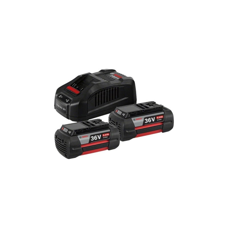 Bosch Starter-Set 36V (2x GBA 36V 6.0Ah + GAL 3680 CV Professional)(schwarz, 2x Akku + Ladegerät)