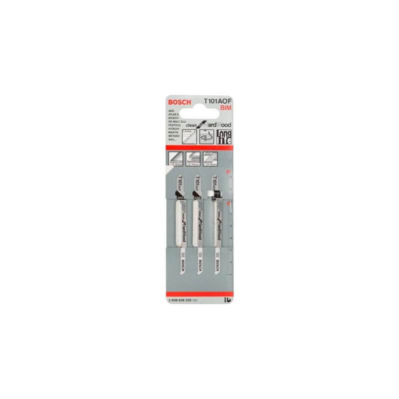 Bosch Stichsägeblatt T 101 AOF Clean for Hard Wood, 83mm(3 Stück)