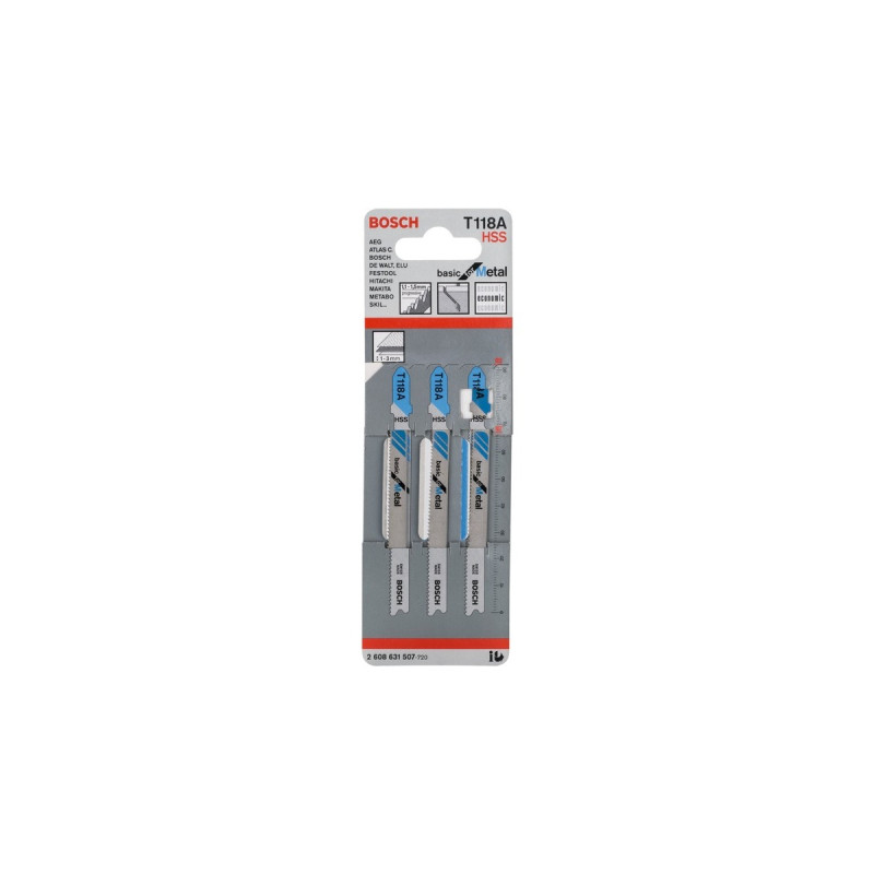 Bosch Stichsägeblatt T 118 A Basic for Metal, 92mm(3 Stück)