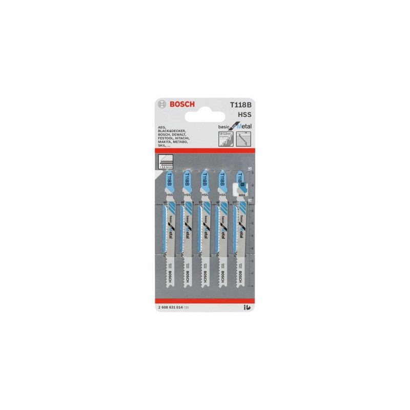 Bosch Stichsägeblatt T 118 B Basic for Metal, 92mm(5 Stück)