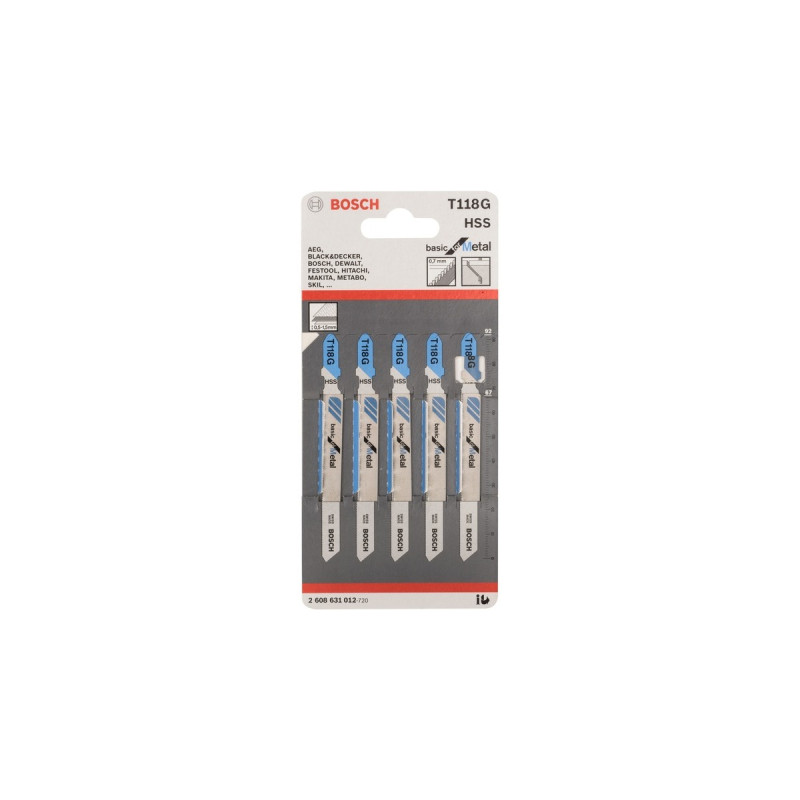 Bosch Stichsägeblatt T 118 G Basic for Metal, 92mm(5 Stück)
