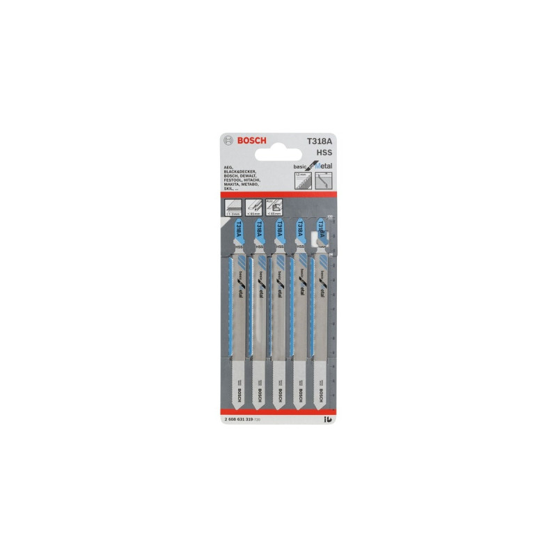 Bosch Stichsägeblatt T 318 A Basic for Metal, 132mm(5 Stück)