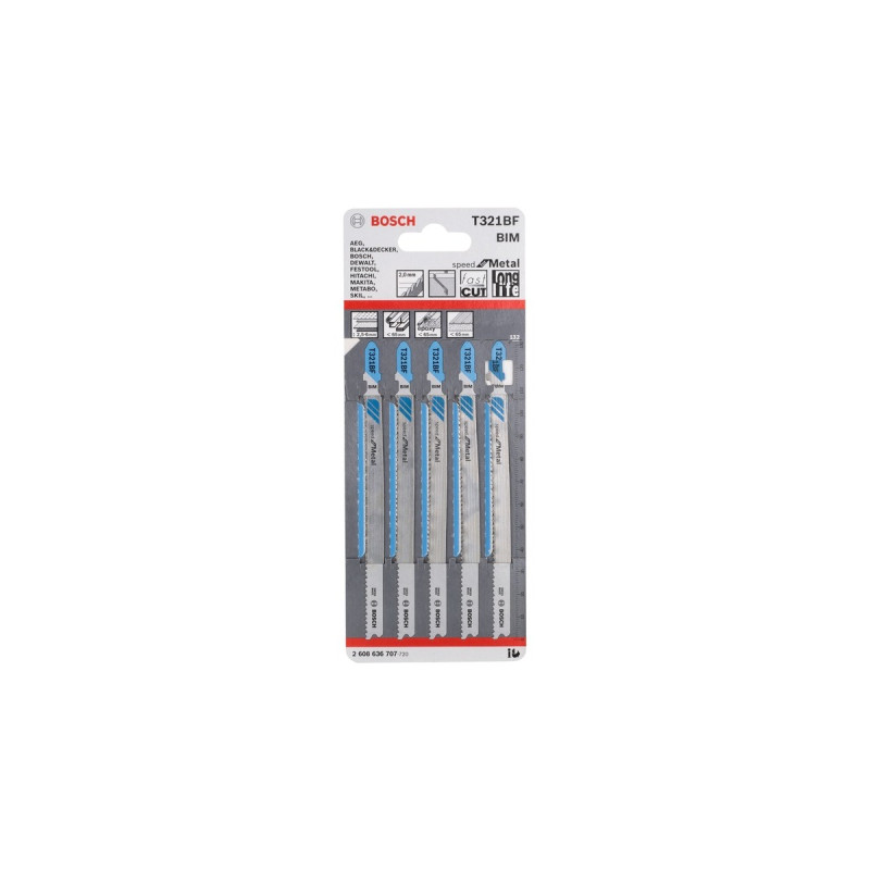 Bosch Stichsägeblatt T 321 BF Speed for Metal, 132mm(5 Stück)