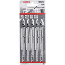 Bosch Stichsägeblatt T 345 XF Progressor for Wood and Metal, 132mm(schwarz, 5 Stück)