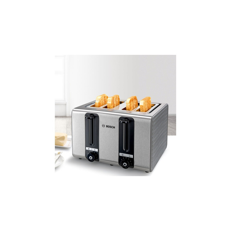 Bosch Toaster TAT7S45(grau/edelstahl, 1.800 Watt, für 4 Scheiben Toast)