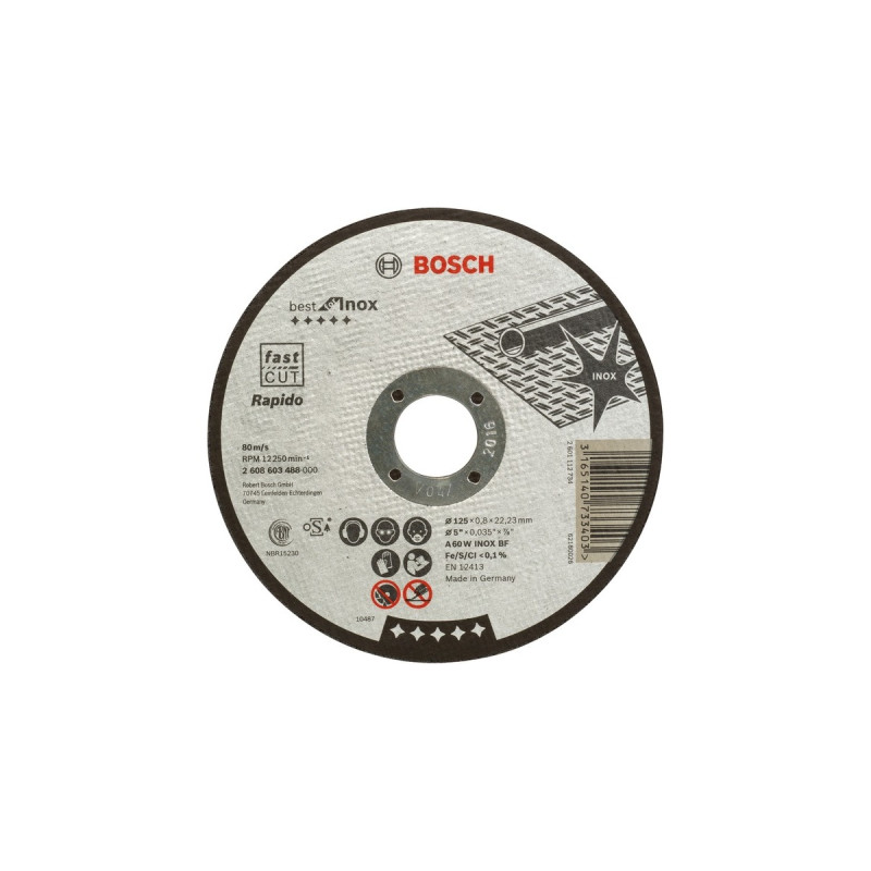 Bosch Trennscheibe Best for Inox - Rapido, Ø 125mm(Bohrung 22,23mm, A 60 W INOX BF, gerade)
