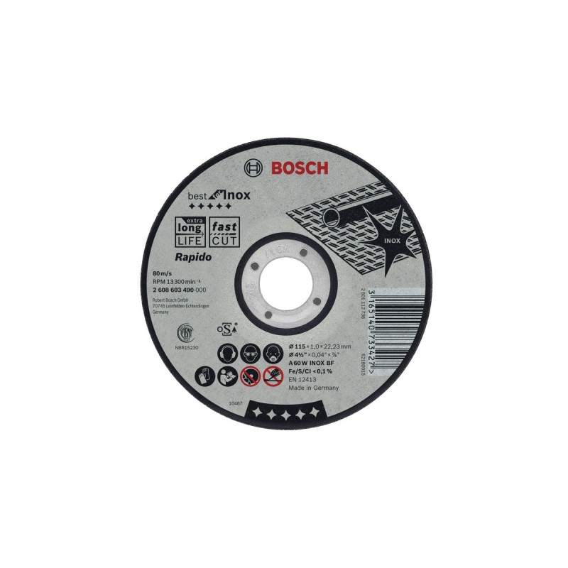 Bosch Trennscheibe Best for Inox - Rapido, Ø 125mm(Bohrung 22,23mm, A 60 W INOX BF, gerade)