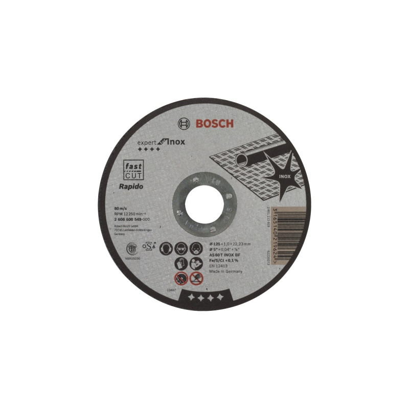 Bosch Trennscheibe Expert for Inox - Rapido, Ø 125mm(Bohrung 22,23mm, AS 60 T INOX BF, gerade)