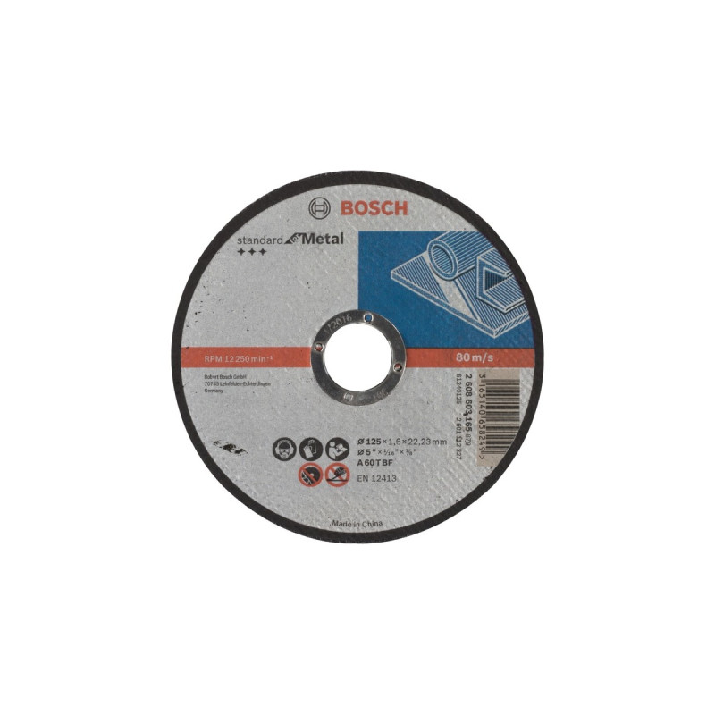 Bosch Trennscheibe Standard for Metal, Ø 125mm( Bohrung 22,23mm, A 60 T BF, gerade)