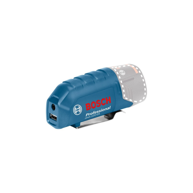 Bosch USB-Ladeadapter GAA 12V-21 Professional, Ladegerät(blau, für 10,8 / 12 Volt Akkus, 1x USB, 1x DC)