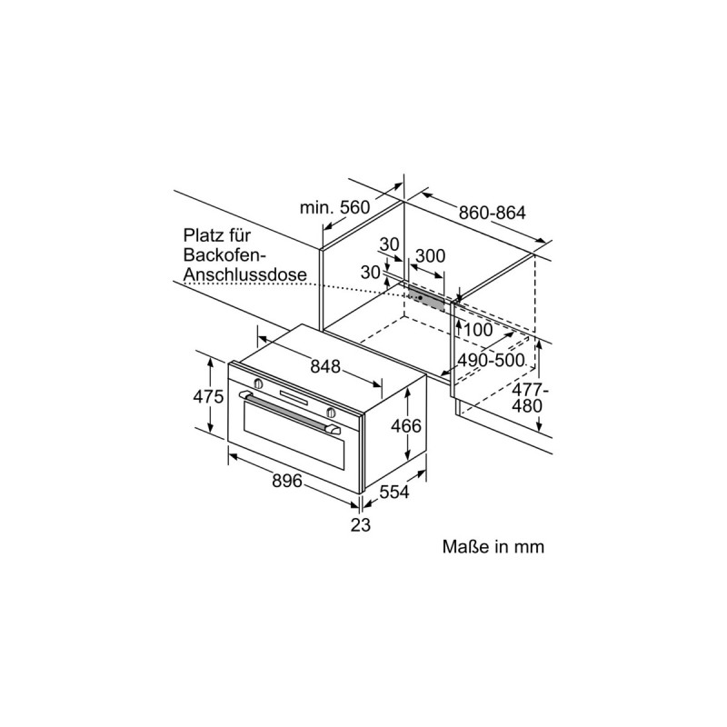 Bosch VBC5580S0 Serie 6, Backofen(edelstahl, 90 cm)