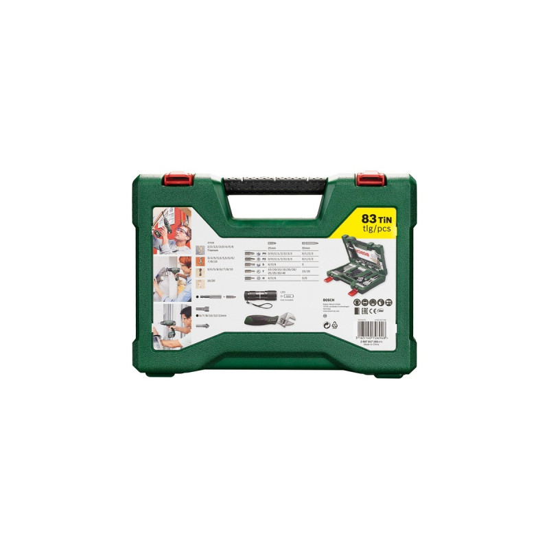 Bosch V-Line TiN-Bohrer- und Bit-Set, 83-teilig, Bohrer- & Bit-Satz(grün, mit Rollgabelschlüssel)