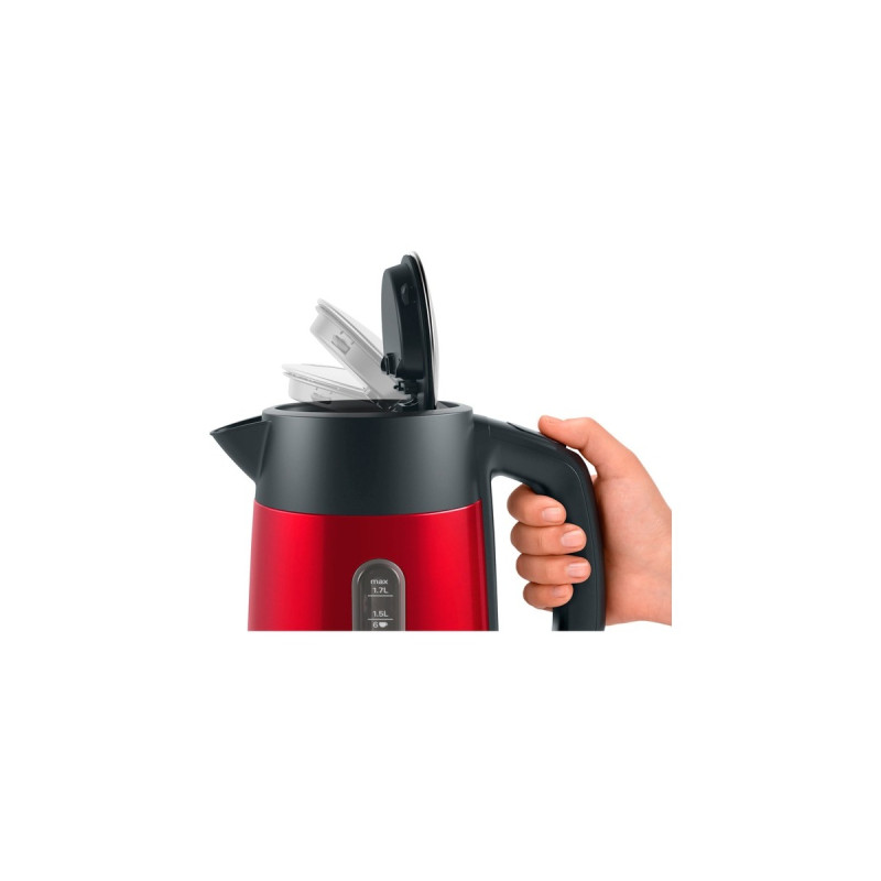 Bosch Wasserkocher DesignLine TWK4P434(rot/grau, 1,7 Liter)