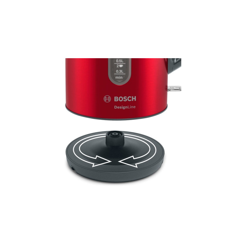 Bosch Wasserkocher DesignLine TWK4P434(rot/grau, 1,7 Liter)