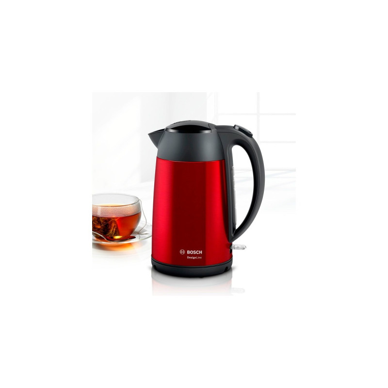 Bosch Wasserkocher DesignLine TWK4P434(rot/grau, 1,7 Liter)