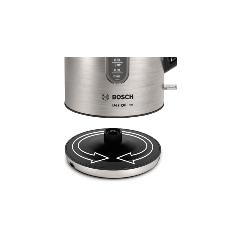 Bosch Wasserkocher DesignLine TWK4P440(edelstahl/schwarz, 1,7 Liter)