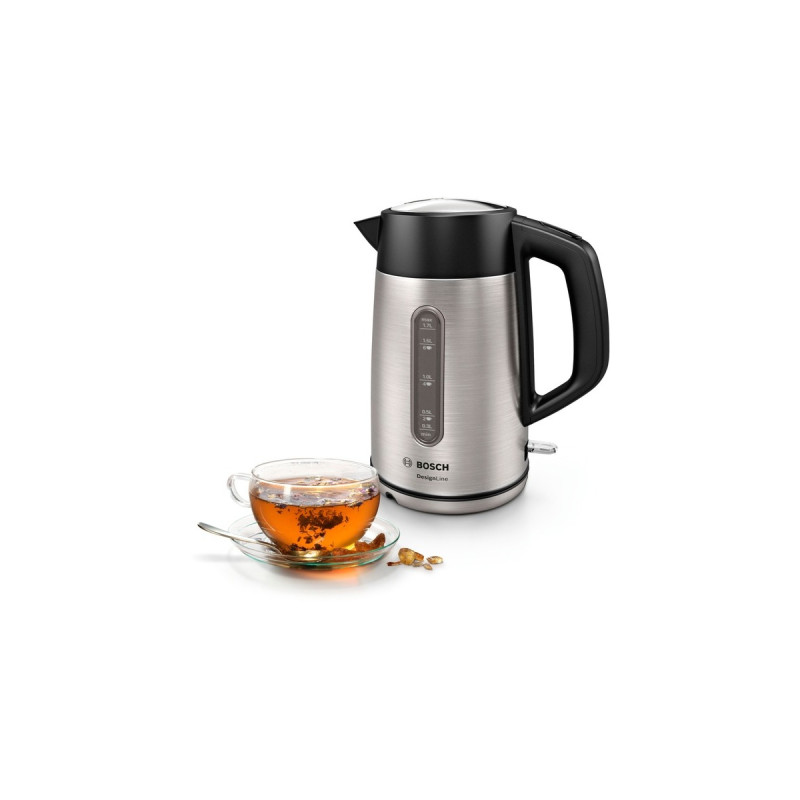 Bosch Wasserkocher DesignLine TWK4P440(edelstahl/schwarz, 1,7 Liter)