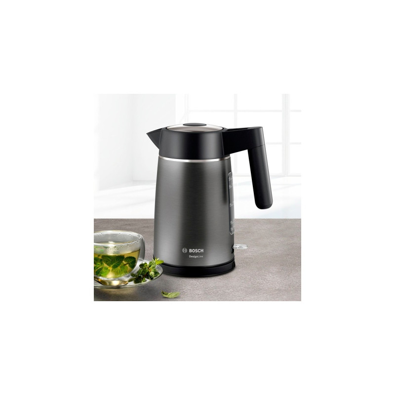 Bosch Wasserkocher DesignLine TWK5P475(grau/schwarz, 1,7 Liter)