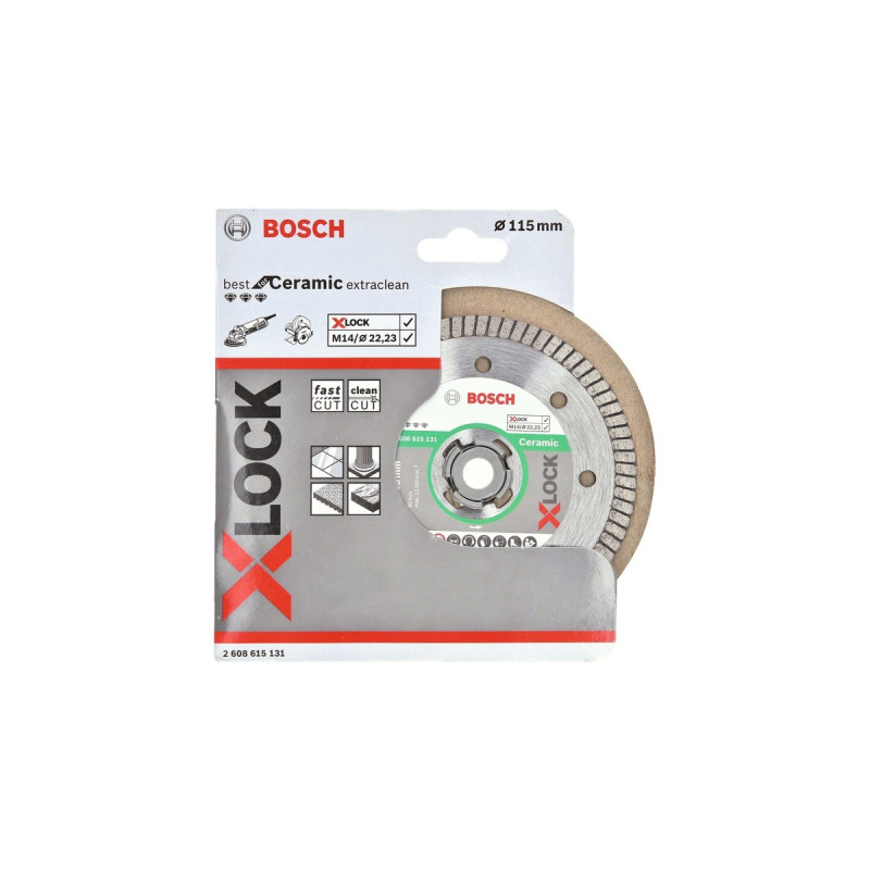 Bosch X-LOCK Diamanttrennscheibe Best for Ceramic Extra Clean Turbo, Ø 115mm(Bohrung 22,23mm)