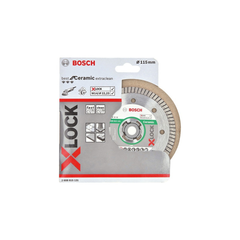 Bosch X-LOCK Diamanttrennscheibe Best for Ceramic Extra Clean Turbo, Ø 115mm(Bohrung 22,23mm)