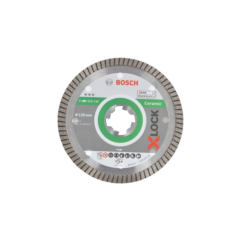Bosch X-LOCK Diamanttrennscheibe Best for Ceramic Extra Clean Turbo, Ø 125mm(Bohrung 22,23mm)