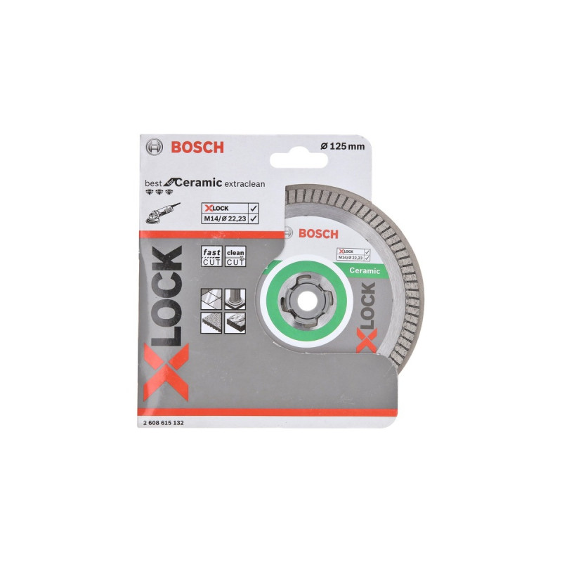 Bosch X-LOCK Diamanttrennscheibe Best for Ceramic Extra Clean Turbo, Ø 125mm(Bohrung 22,23mm)